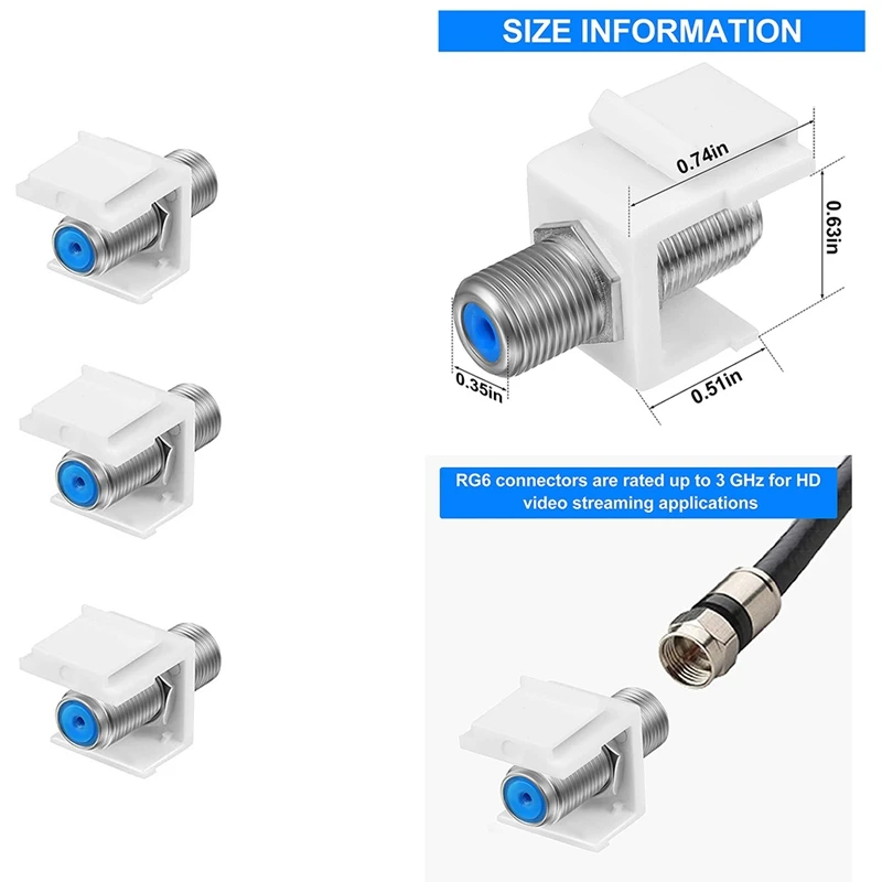 

Вставка для разъема Coax Keystone, расширитель кабеля F-Type RG6 «Мама-мама» для настенной пластины и коммутационной панели