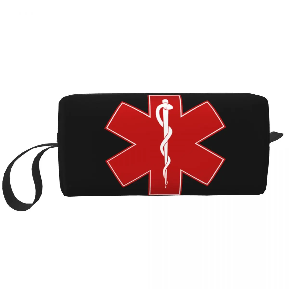 

Custom Star Of Life Red Travel Cosmetic Bag Women Paramedic Makeup Toiletry Organizer Lady Beauty Storage Bags Dopp Kit Case Box