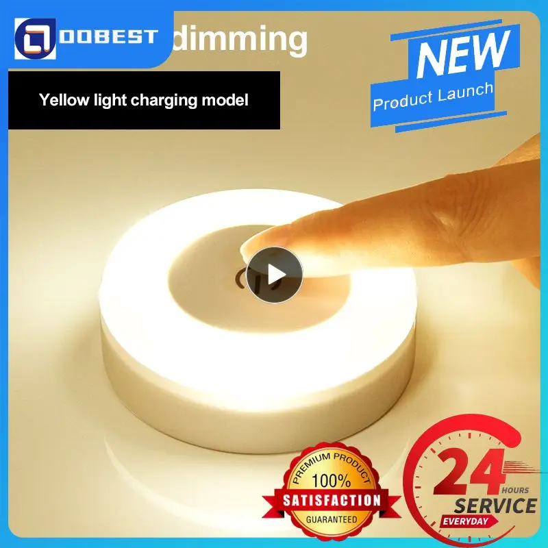 

0.6w Portable Dimming Night Lamp Usb Rechargeable Kitchen Bedroom Closet Light Round Wall Lights Mini Touch Control Nightlight