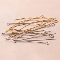 100pcs gold silver stainless steel eye head pins needles 15 20 30 40 50 mm for diy jewelry finding making flat supplies lots pin