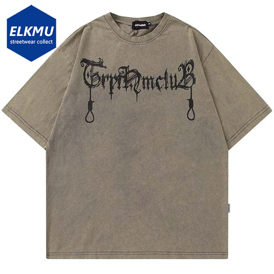 

2023 Men Retro T-shirts Letter Cross Graphic Vintage Loose Black Tee Summer Harajuku Streetwear Hip Hop Y2K T Shirt Tops