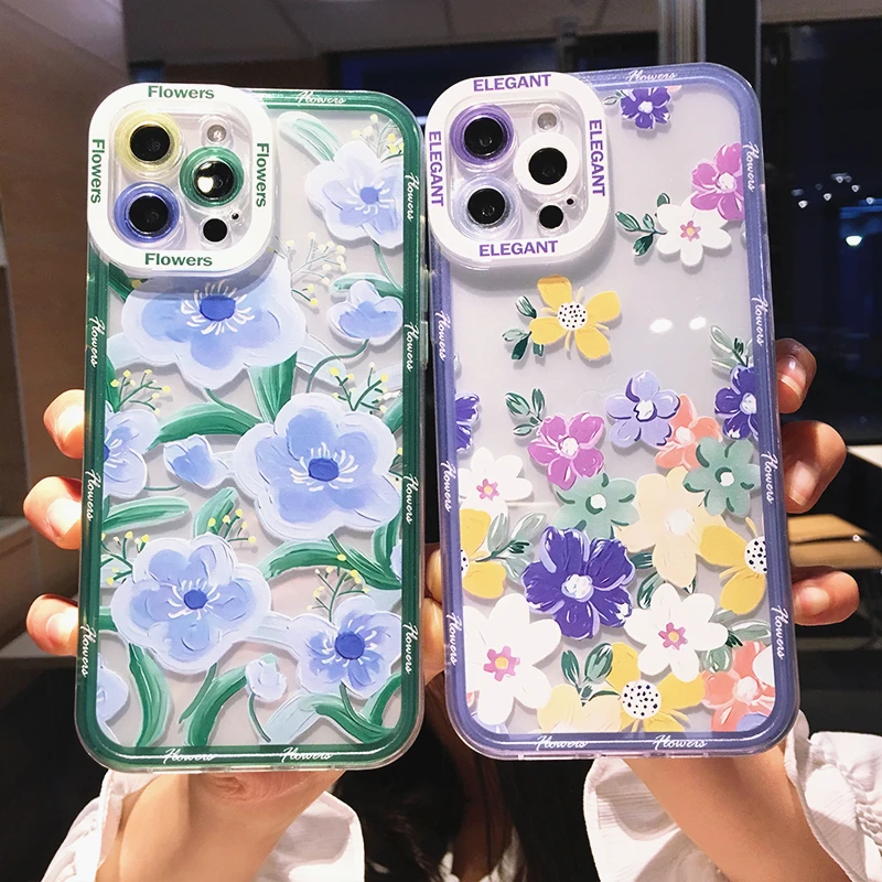 

Fashion Painting Flowers Daisy Phone Case For iPhone 13 Pro Max 12 11 X XS XR 7 8 Plus SE 2020 Soft Feel Camera Protection