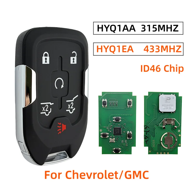 Фото Бесключевой смарт-брелок HYQ1AA HYQ1EA с 6 кнопками, 315/433 МГц, чип ASK ID46 для Chevrolet Tahoe Suburban GMC Yukon 2015-2020 №2