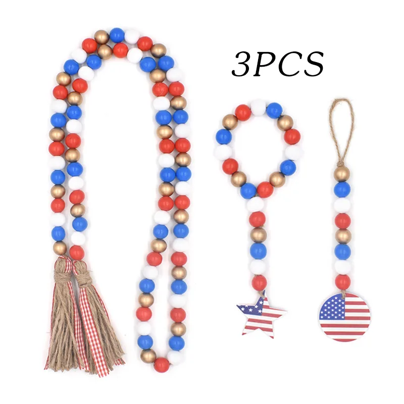 

Wood Bead Garland Farmhouse Beads Rustic Country Decor Prayer Beads with Tassel for Home Car Wall Hanging Decor