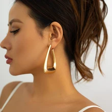 Exaggerated Big Hollowed Geometry Hoop Earrings for Women Trendy Elegant Large Earrings 2023 Fashion Jewelry Accessories Female