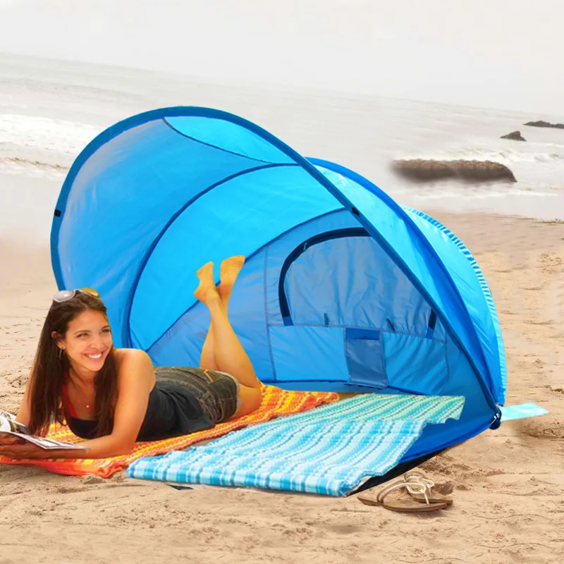 

Pop Up Summer Automatic Beach Tent 2-3 People Speed Open Quick Portable Simple Shade Sun Fishing Park Leisure Travel BBQ Tourist