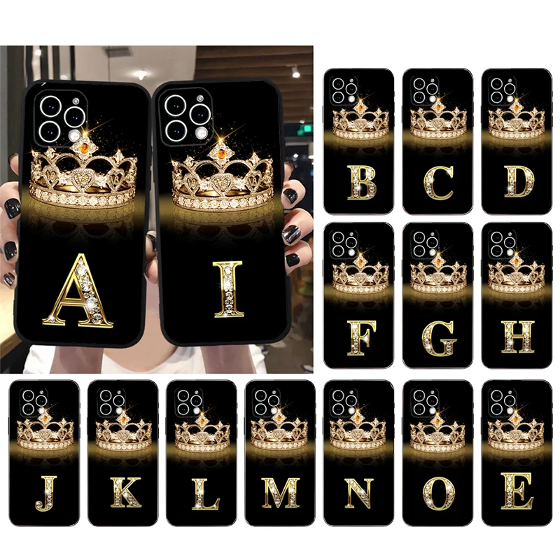 

Diamond Crown Letter Phone Case For iphone 14 Pro Max 13 12 11 Pro Max XS XR X 12 13 mini 14 Plus 7 8 SE Case Funda