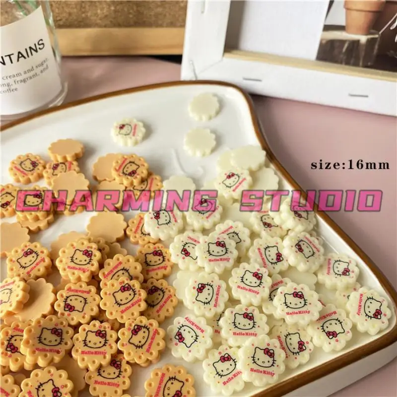 10pcs Sanrioed Hello kitty Cartoon Simulation Mini Cookie Accessories Diy Mobile Phone Case Hairpin Material Decoration