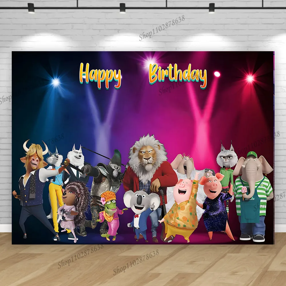 Фото Sing Movie Backdrop Banner Supplies Children Kid Birthday Party Decorations Background Photography Sound Animal Decor Post №4