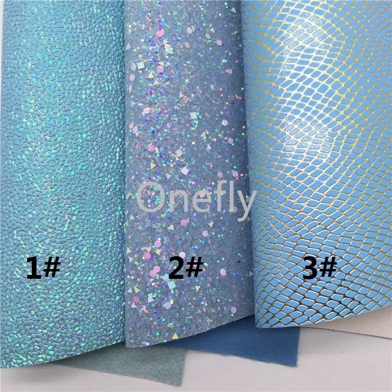 Ткань Onefly Толстая блестящая голубая 21x29 см тисненые листы синтетической кожи для