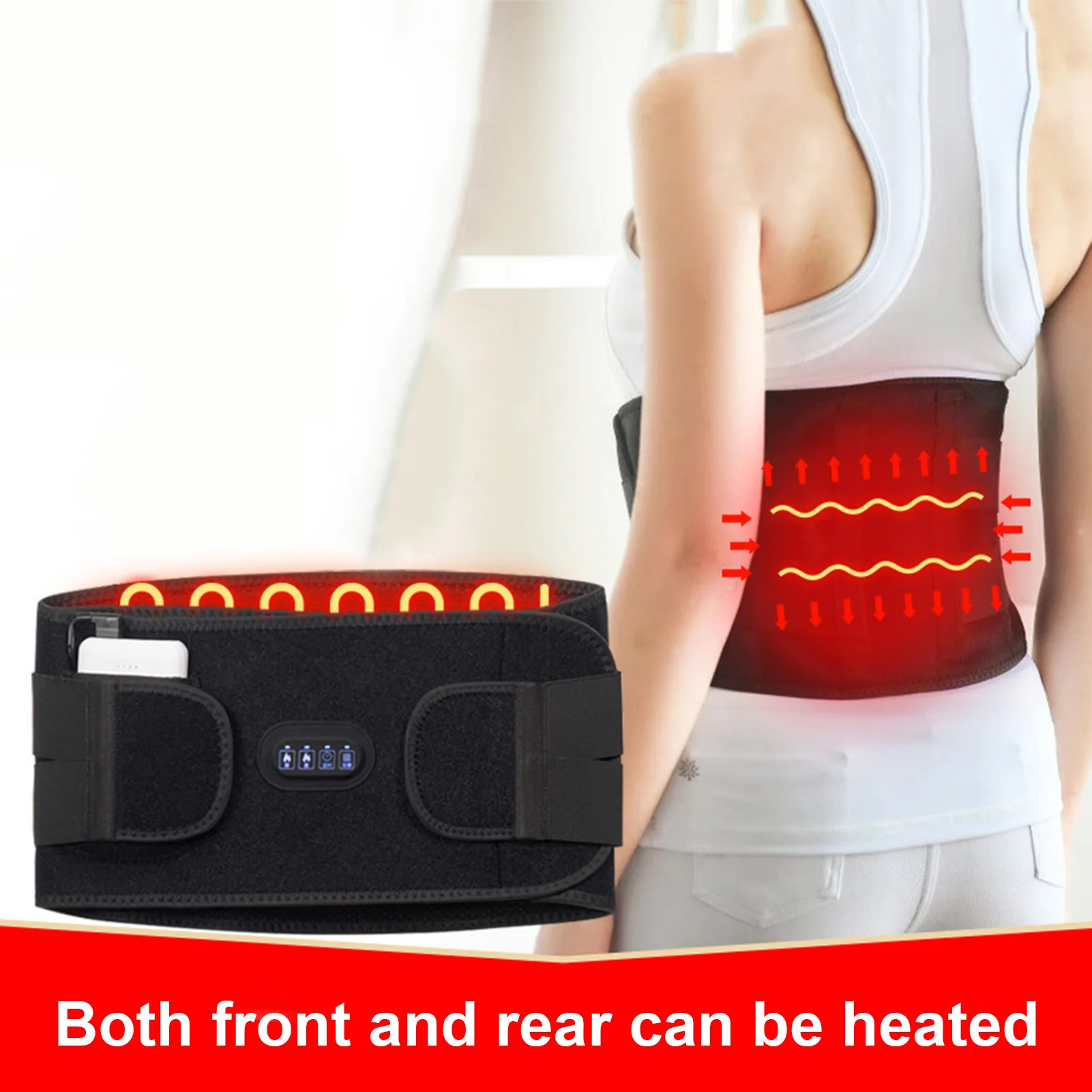 

Heating Massage Belt 3-Level Temperature Control High-Elastic Vibration Waist Support Belt Lumbar Brace Heating Belt Massager