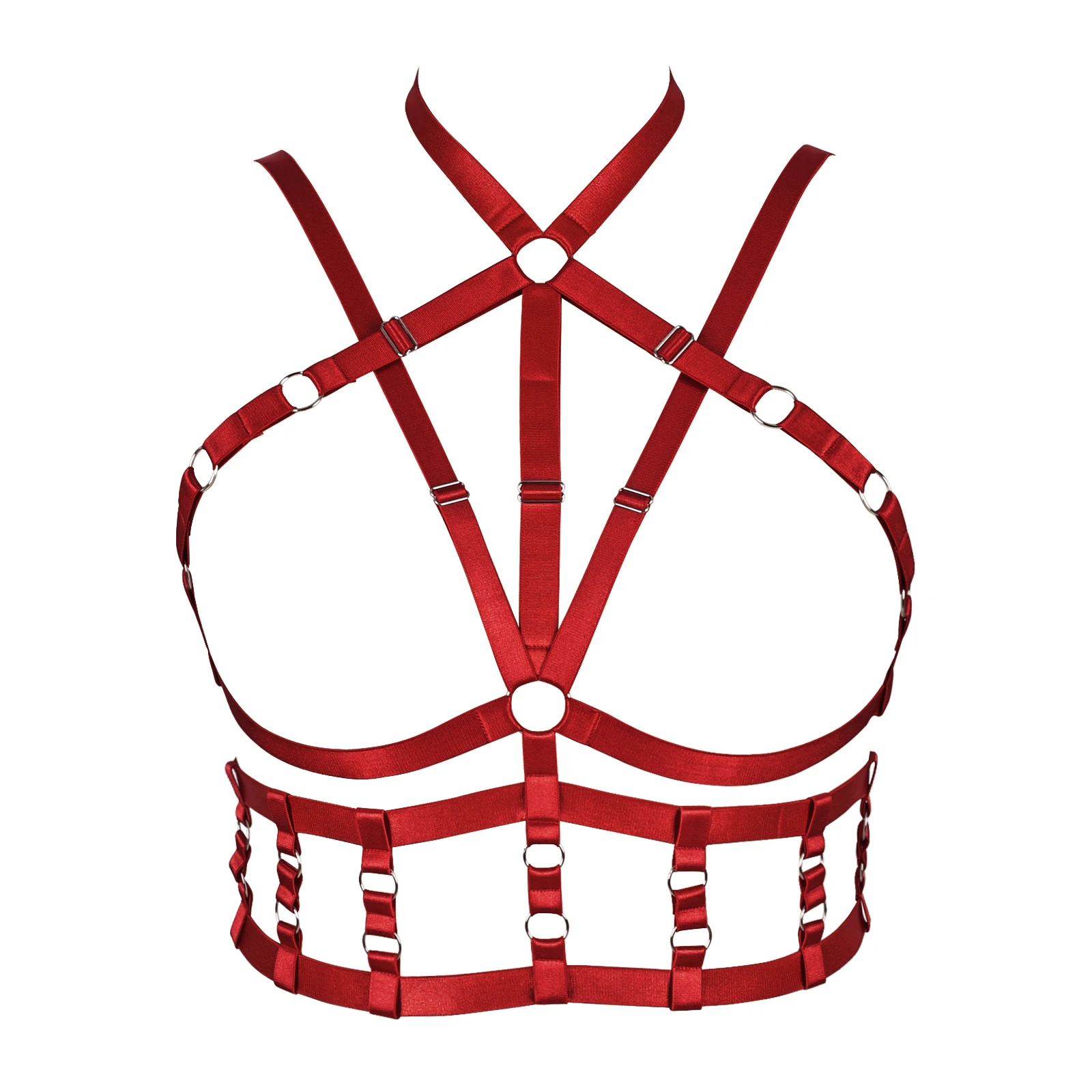 Женское винно-красное сексуальное нижнее белье в стиле 90-х годов ремни для тела