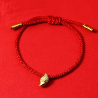 high end genuine pure copper gold color conch pendant bracelet for women exquisite jewelry lucky red rope bracelets female gift