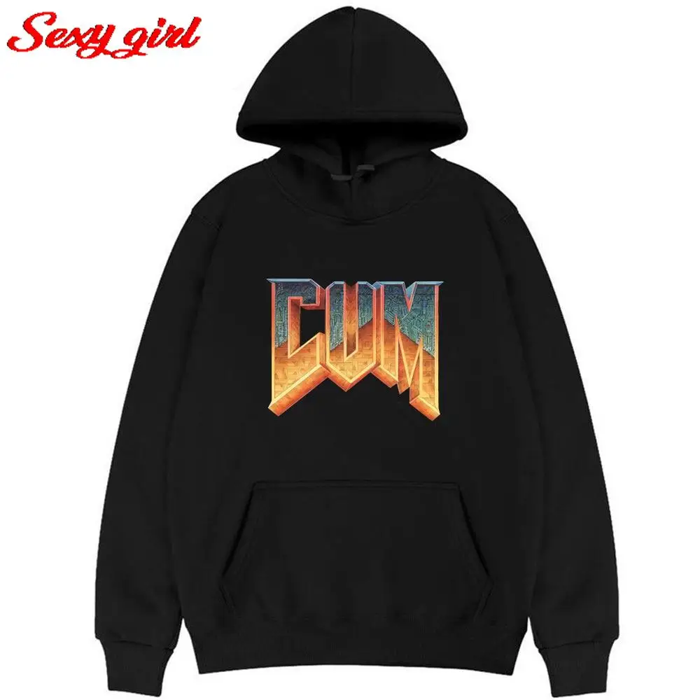 

Doom Cum винтажные худи с графическим принтом букв Женская толстовка с длинным рукавом Осенняя Повседневная флисовая толстовка большого разме...