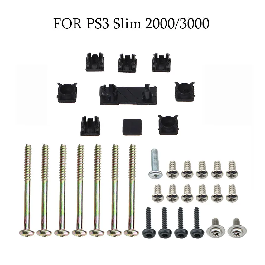 Фото Полный набор винтов для PS2 PS3 Slim 2000 3000 4000 70000 консоли, резиновая накладка на ножку, комплект крепежных винтов, запасные части №2