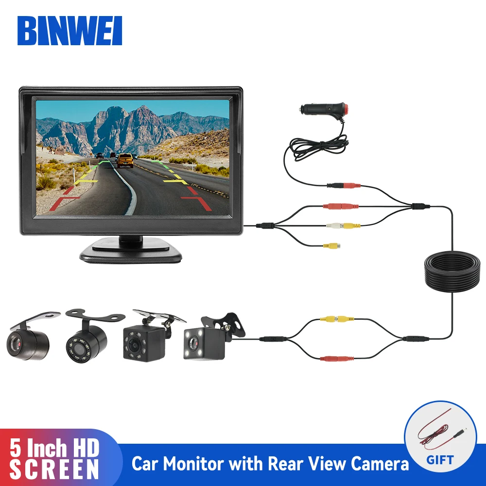 

Монитор Автомобильный BINWEI, 5 дюймов, с камерой заднего вида