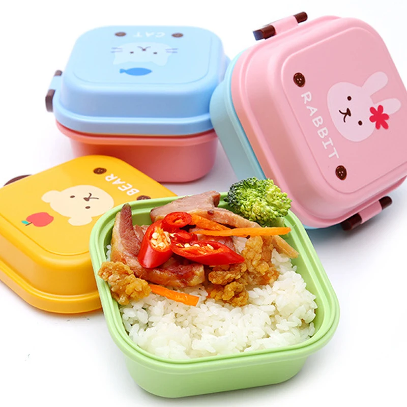 

Cute Portable Colorful Cartoon Lunch Box Microwaveable Kids 2 Layer Food Fruit Container Picnic Outdoor Bento Box Child Lunchbox