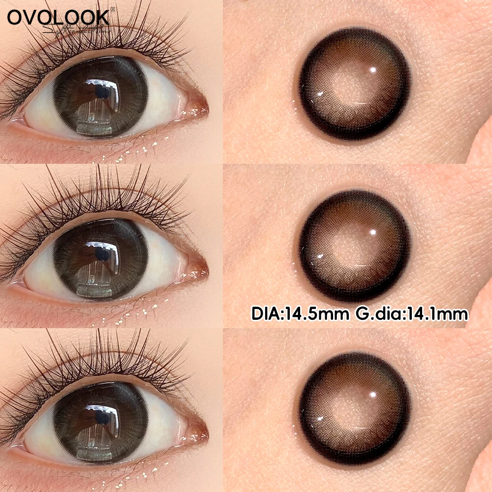 Фото Контактные линзы OVOLOOK Juicy Amber Glass Iris цвета оранжевой газировки, полугодовые, 14,5 мм, для ежедневного макияжа в корейском стиле. №5