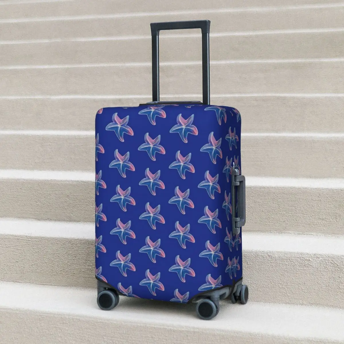 

Watercolor Starfish Suitcase Cover Sea Creatures Travel Protector Vacation Fun Luggage Supplies