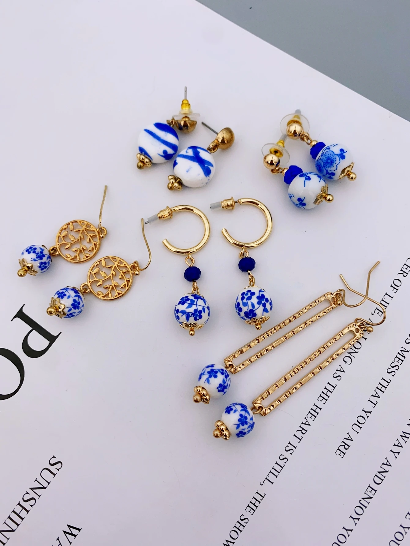 Керамические серьги ручной работы с китайскими этническими элементами