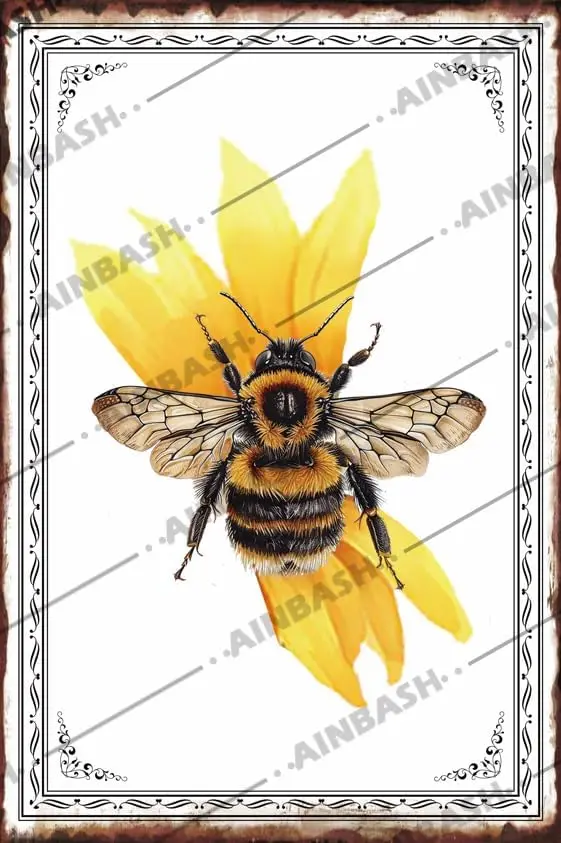 Винтажная металлическая жестяная вывеска в виде пчелы ретро настенный декор для