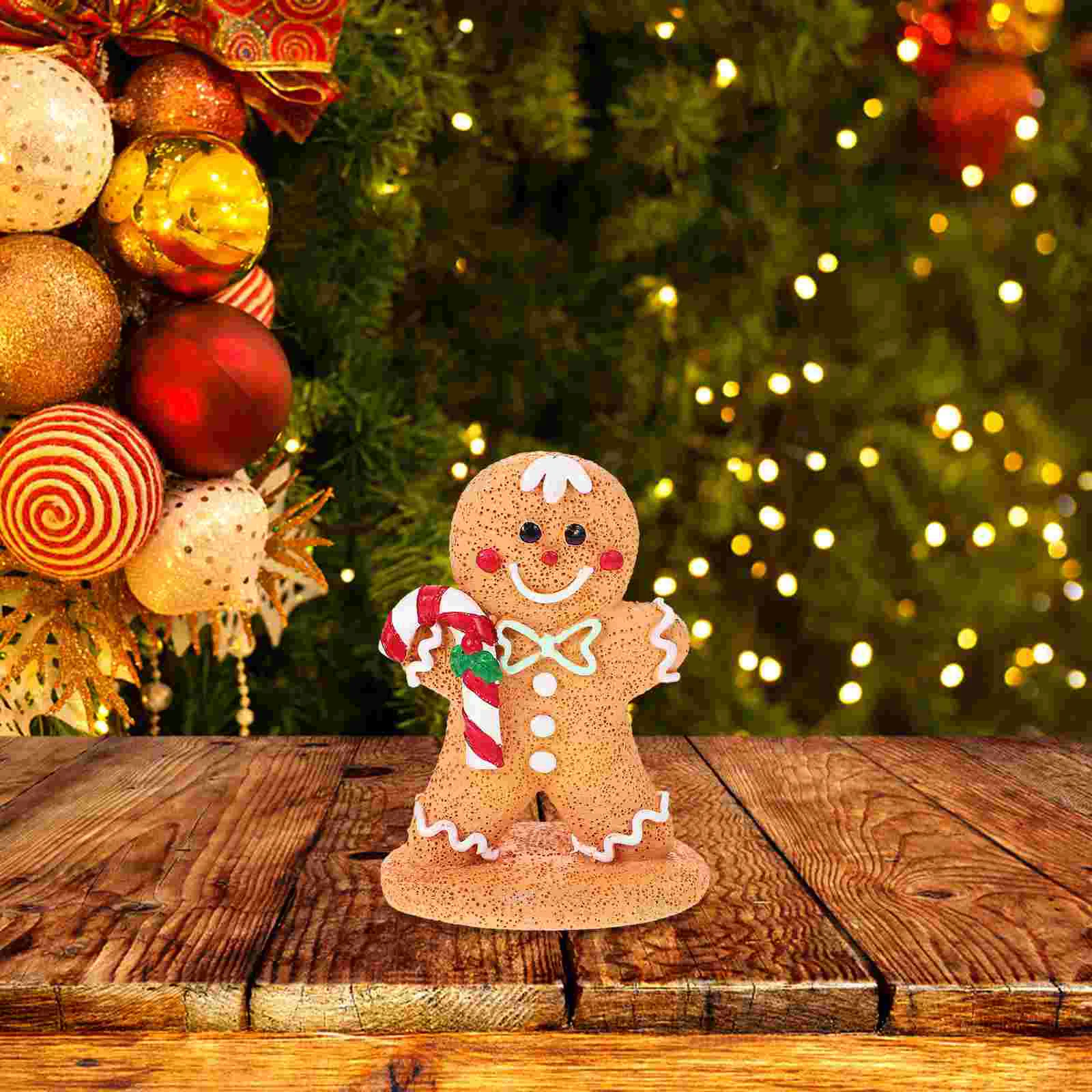 

Christmas Decoration Cartoon Gingerbread Man Ornament Resin Craft Xmas Table Centerpiece