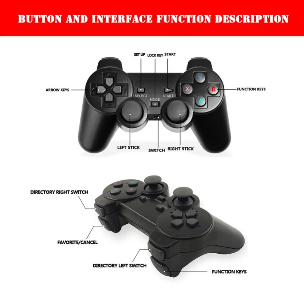 Игровая консоль U8 двойной беспроводной контроллер 4K HD 2 4G для PS1/FC/GBA 10000 игровая 32