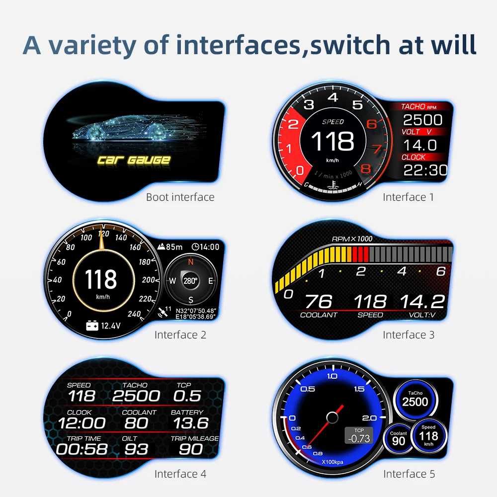Фото OBDHUD OBD2 EOBD Автомобильный бортовой компьютер с ЖК-дисплеем умный измеритель скорости пробега автомобильные электронные аксессуары дисплей №4