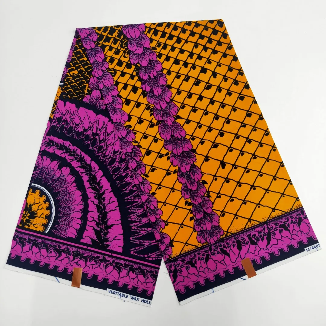 

New Nigerian African Wax Fabrics Cotton Print Wrap Batik Ankara High Quality Original Pagne Veritable Hollande WAXMaterial