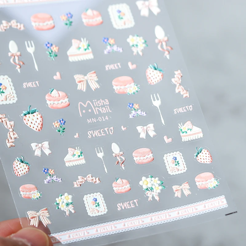 Клубничный десерт 5D мягкие рельефные самоклеящиеся декоративные наклейки для