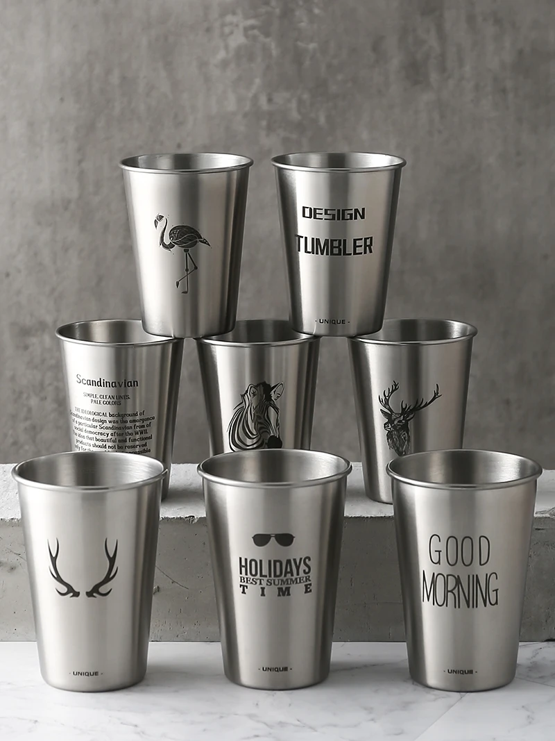 

350/500ml Stainless Steel Beer Cups Household Office Bar Water Drinks Coffee Tumbler Tea Milk Mugs Kitchen Drinkware Cup Set