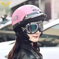 with goggles motorcycle helmets half retro lightweight helmet electric classic summer urban vintage moto scooter for male female
