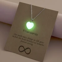 fashion glowing heart pendant necklace for women couple luminous star beads geometric choker chain friendship jewelry gifts