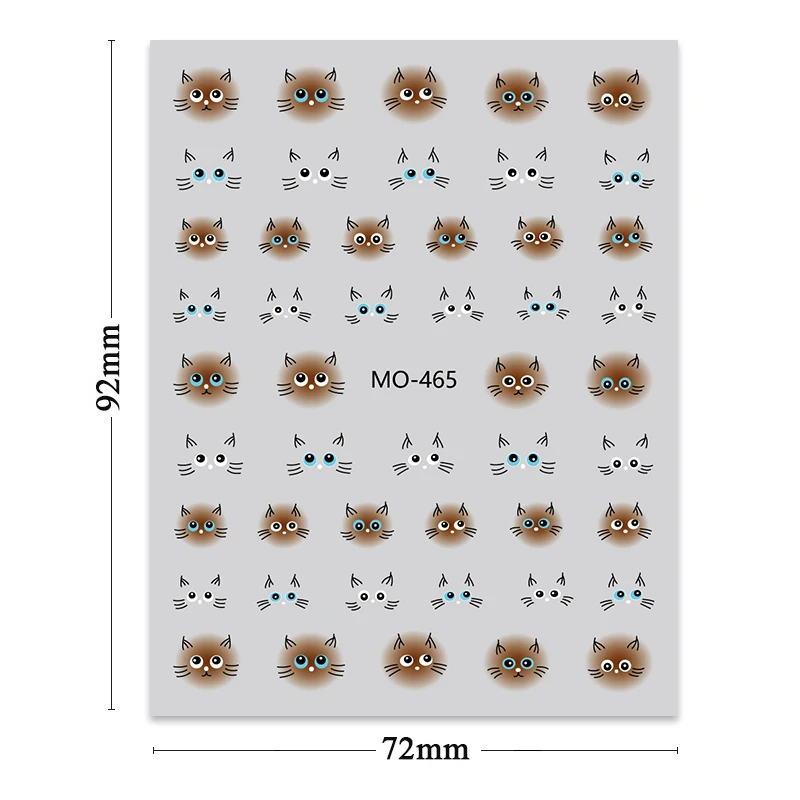 Kawaii милый кот наклейки для дизайна ногтей 3D мультяшные животные бантик цветок