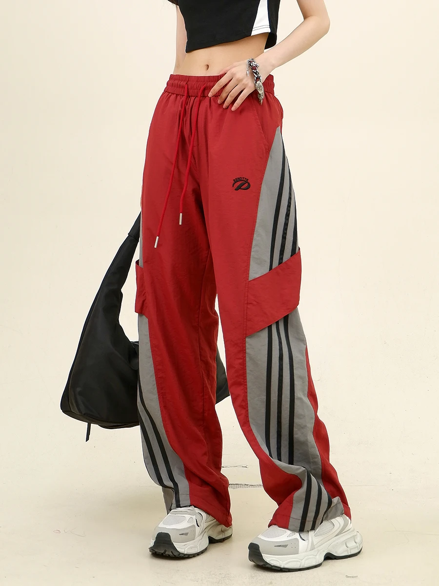 Контрастные полосатые повседневные штаны для инструментов женские Новинка Лето