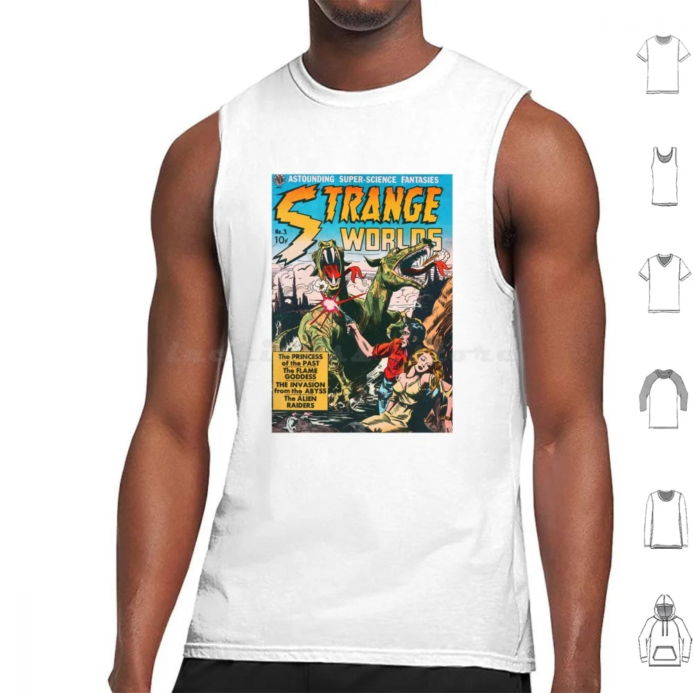 Strange Worlds Astounding Super Science Fantasies Tank Tops Print Cotton Sci Fi Golden Age Pulp Comics Comic Art