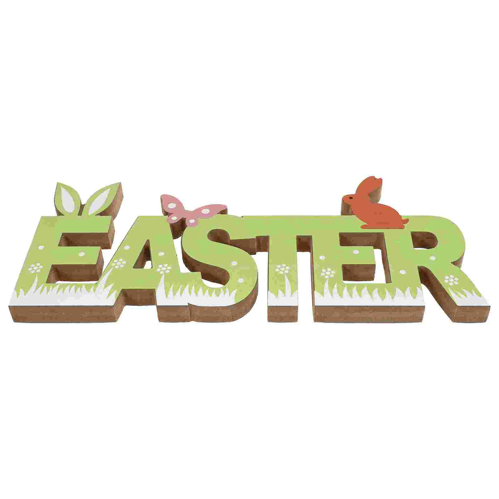 

Easter Festival Scene Decor Easter Desktop Decor Alphabet Shaped Decor Wood Craft Decor for Tabletop Home Shop Window