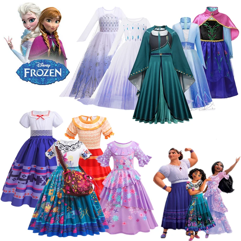 

Disney Frozen Anna Elsa Princess Dress for Girls Halloween Kids Encanto Mirabel Isabela Cosplay Costume Kids Cinderella Clothing