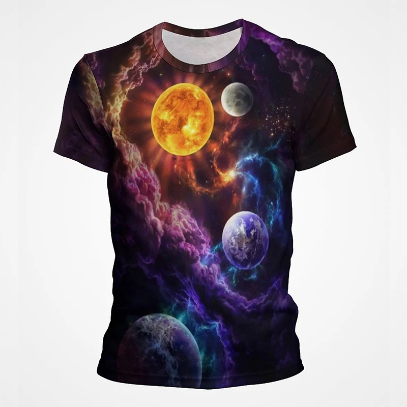 

Popular Fully Printed T-shirts with Space Universe Starry Pattern 3D Galaxy Milky Way Earth Graphic Men Tops Tees US Streetwear