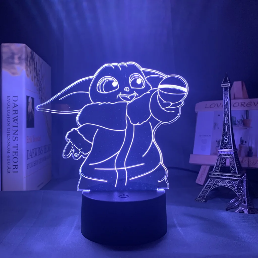 Аниме Baby Yoda 3d светильник игрушки 7 цветов Звездные войны светодиодные фигурки