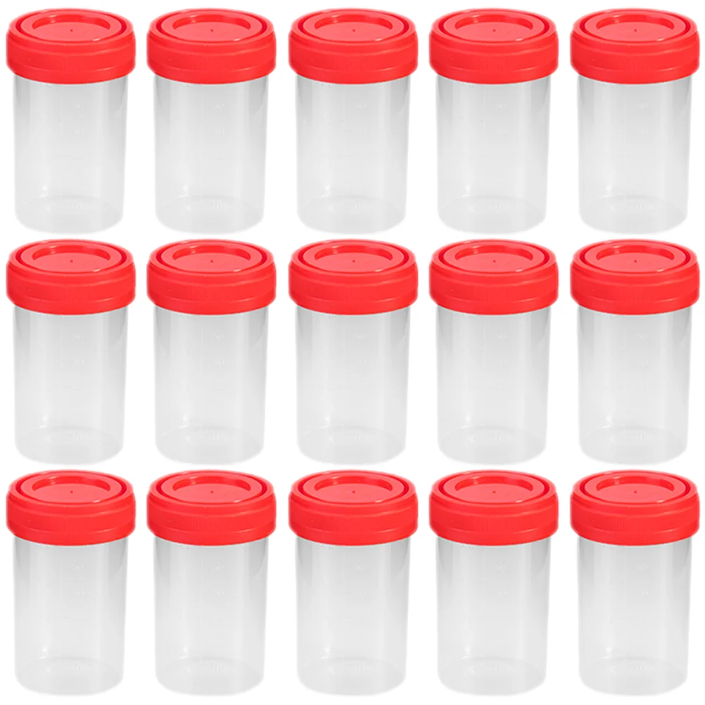 

15pcs Pee Cups Urine Specimen Cups Plastic Urine Holders Sample Cups Pee Cup With Lid