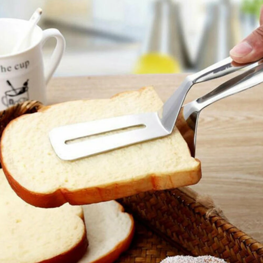 

Stainless Steel Cooking Shovel Clip Steak Clamp Tongs BBQ Food Clip Bread Turner Meat Cooking Tool Ice Cube Holder