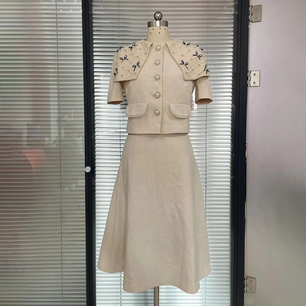 VGH абрикосовый комплект из двух предметов женский дизайн бисера шаль с короткими