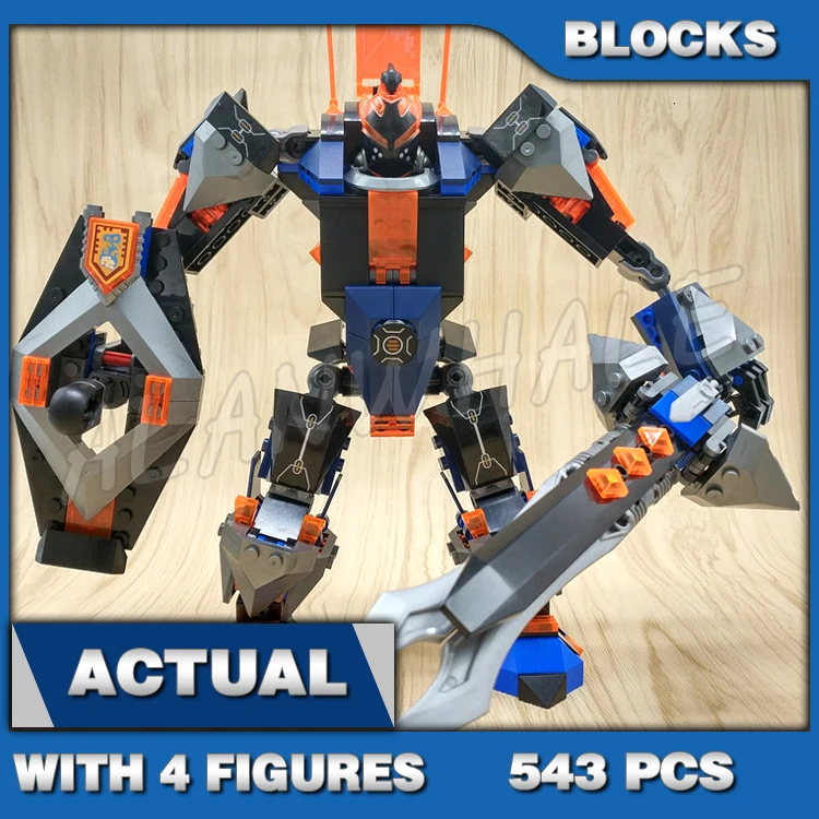 

543pcs Nexoes Knights The Black Mech Skeletal Lava Fly Lair Catapult 10519 Building Blocks Set Compatible with Model