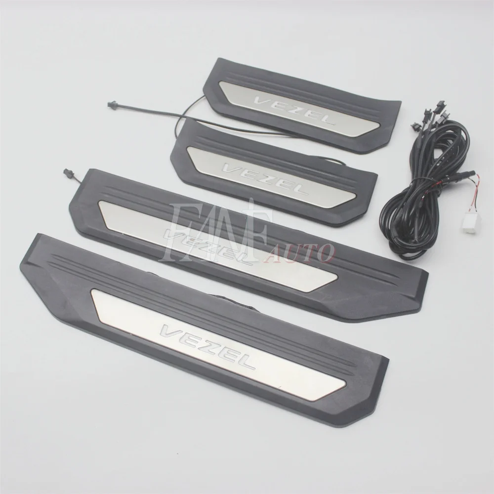 

Стайлинг автомобиля из нержавеющей стали, светодиодный порог, накладка на пороги, защитная накладка для Honda Vezel 2015-2020