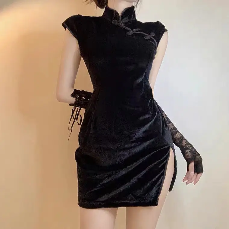 Чонсам для молодых девушек новый год осень улучшенное облегающее платье