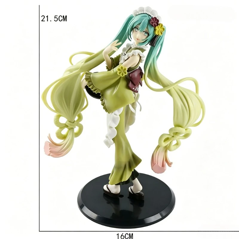 Фото Модные коллекционные фигурки-украшения Hatsune Miku PVC Matcha Parfait Maid Version 20 см: Сексуальная красивая девушка из аниме-игры, сопутствующий подарок №1