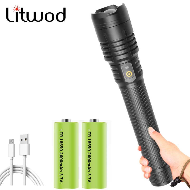 

LED Flashlight XHP160 The Most Brightest 1,000,000 USB Rechargeable Zoomable Torch Powerbank Function 18650 Battery Lantern