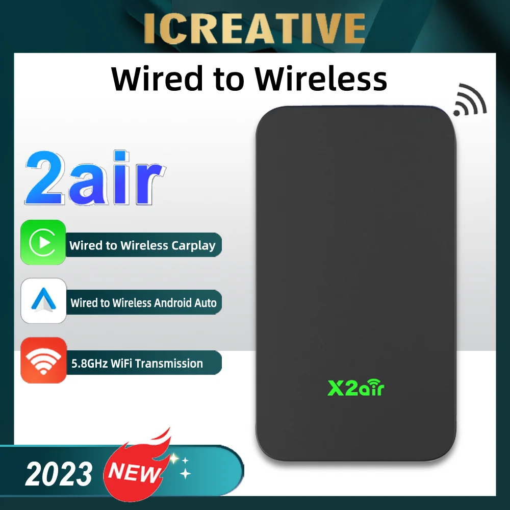 2023 News 2Air USB Plug and Play Wired CarPlay Android Auto to Wireless CarPlay Adapter 2in Waze Spotify 5.8Ghz WiFi BT5.0
