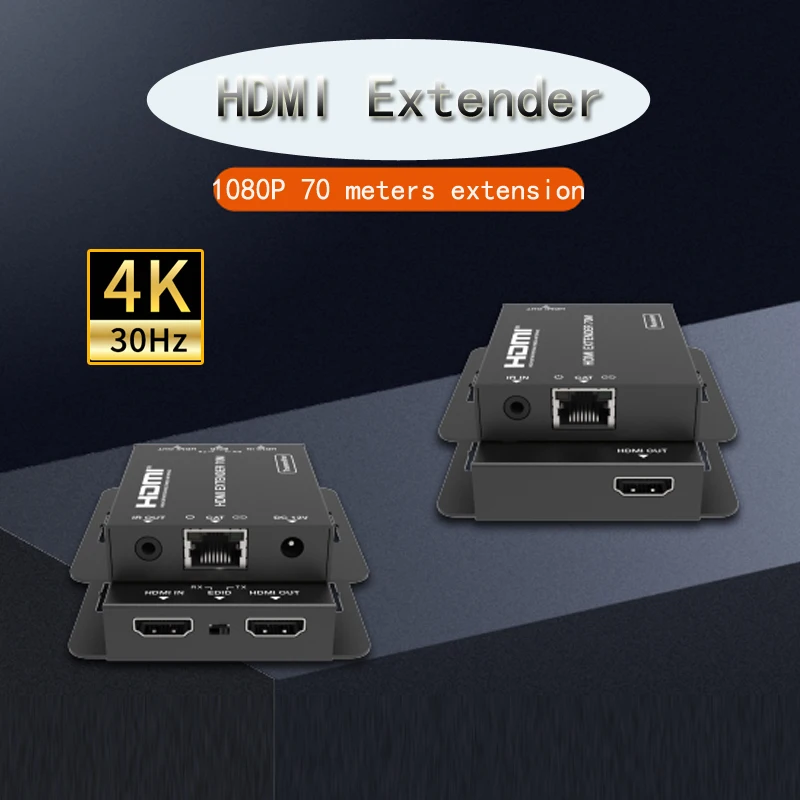 

CAT5e CAT6 4K @ 30 Гц с ИК-управлением 70 м HDMI передатчик с HDCP EDID адаптер питания удлинитель LAN 1080P hdmi удлинитель кабеля RJ45